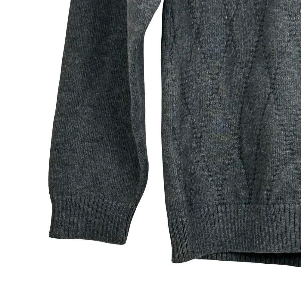 Claiborne‎ Quarter Zip Sweater Mens Large Gray Diamond Textured Knit Pullover